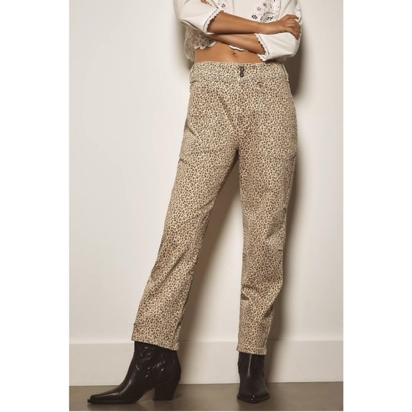 Anthropologie Pilcro The Wanderer Mid Rise Relax Leg Jeans Leopard Size 31 - Picture 2 of 11